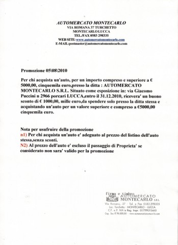 PROMOZIONE 05\08\2010